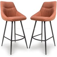 Buxton Brick Fabric Bar Chairs In Pair