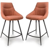 Buxton Brick Fabric Counter Bar Chairs In Pair