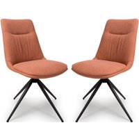 Buxton Brick Swivel Fabric Dining Chairs In Pair
