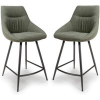 Buxton Sage Fabric Counter Bar Chairs In Pair