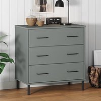 Byron Solid Pine Wood Chest Of 3 Drawers In Grey