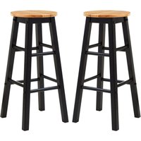 Cadell Black Tropical Hevea Wood Bar Stools In Pair
