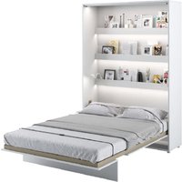 Cadillac Vertical Wall Wooden Double Bed In Matt White
