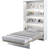 Cadillac Vertical Wall Wooden Small Double Bed In Matt White