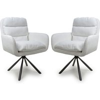 Cadott White Swivel Corduroy Fabric Dining Chair In Pair