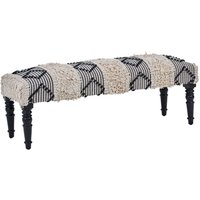 Cafenos Moroccan Fabric Seating Bench In White And Black