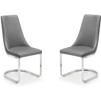 Caishen Grey Faux Leather Dining Chairs in Pair