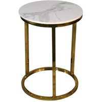 Caius Ceramic Round End Table In White