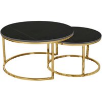 Caius Ceramic Round Nesting Coffee Tables In Lawrence Black