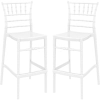 Calhoun Glossy White Polycarbonate Bar Stools In Pair
