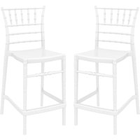 Calhoun Glossy White Polycarbonate Bistro Stools In Pair