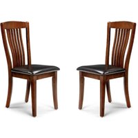 Calico Mahogany Wooden Dining Chairs in Pair