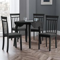 Calista Wooden Dropleaf Dining Table with 4 Chairs in Black