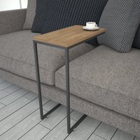 Callen Oak Wooden Top Side Table with Metal Frame