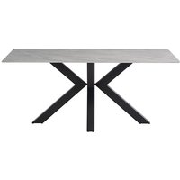 Callie 180cm Marble Dining Table In Rebecca Grey With Black Leg