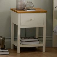 Calliope Wooden Bedside Cabinet with 1 Drawer in Ivory and Oak