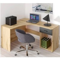 Calvi Wooden Computer Desk Corner With 1 Drawer In Wotan Oak
