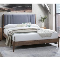 Calvin Velvet Fabric Double Bed In Dark Grey