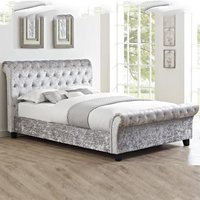Calvine Crushed Velvet King Size Bed In Grey