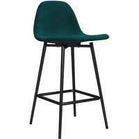 Calving Velvet Bar Chair With Black Metal Legs In Green