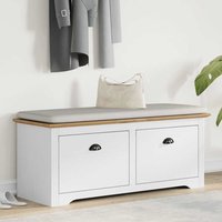 Camrose Wooden Hallway Seating Bench With 2 Drawers In Brown White