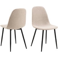 Canby Beige Fabric Dining Chairs With Black Legs In Pair
