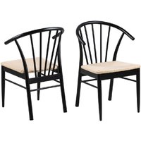 Canby Black And Oak Wooden Dining Chairs With Armrest In Pair