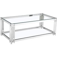 Cappy Clear Glass Coffee Table With Silver Metal Frame