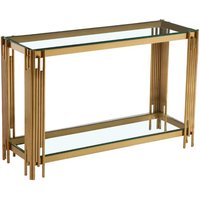 Cappy Clear Glass Console Table With Gold Metal Frame