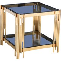 Cappy Grey Glass Lamp Table With Gold Frame