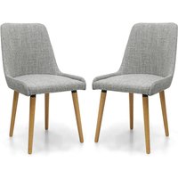 Chioa Grey Fabric Dining Chairs With Oak Legs In Pair