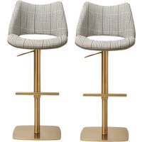 Cardwell Olive Leather Fabric Bar Stools With Gold Base In Pair