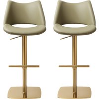 Cardwell Olive PU Leather Bar Stools With Gold Base In Pair