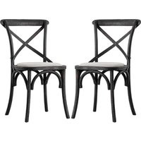 Caria Cross Back Black Wooden Dining Chairs In Pair