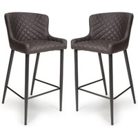 Caribou Grey Fabric Bar Stools With Metal Legs In Pair