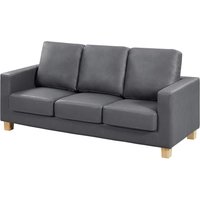 Caridad PU Leather 3 Seater Sofa In Grey