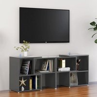 Carillo High Gloss TV Stand With Shelves In Grey