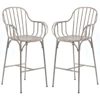 Carla Vintage White Aluminium Outdoor Bar Chairs In Pair