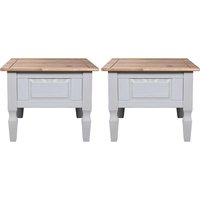 Carlen Grey Distressed Oak Wooden Lamp Tables In Pair