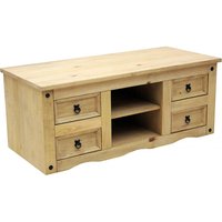 Carlen Wooden TV Stand With 4 Drawers In Distressed Oak