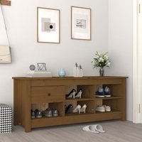 Carlsbad Pinewood Shoe Storage Bench In Honey Brown