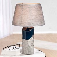 Carnation Ceramics Table Lamp In Dark Blue And Silver