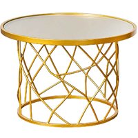 Carnation Large Round Metal Side Table In Gold