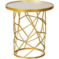 Carnation Small Round Metal Side Table In Gold