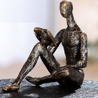 Carnation Synthetic Resin Reading Person Sculpture In Antique