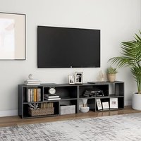 Carolus High Gloss TV Stand With Shelves In Grey