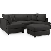 Caronia Classic Fabric U Shaped Corner Sofa In Black