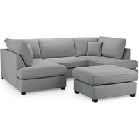Caronia Classic Fabric U Shaped Corner Sofa In Grey