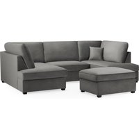 Caronia Plush Velvet U Shaped Corner Sofa In Grey