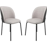 Carteret Grey Fabric Dining Chairs With Leather Back In Pair